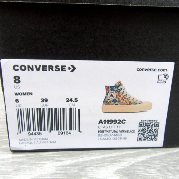 Converse CTAS Lift Platform Floral Tapestry Women's Size 8 Shoes NEW - Picture 15 of 15